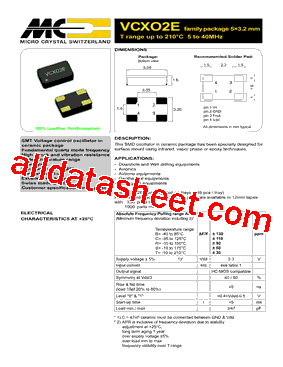 VCXO2EV-R24.576T3 Datasheet PDF - MICORO CRYSTAL SWITZERLAND