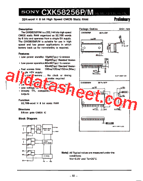 CXK58256 Datasheet PDF - Sony Corporation