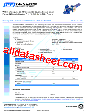 PEWCT1067 Datasheet PDF - Pasternack Enterprises, Inc.