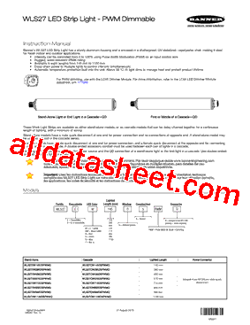 WLS27..990.. Datasheet PDF - Banner Engineering Corp.