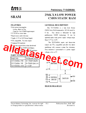 T15V2M08A Datasheet PDF - Taiwan Memory Technology