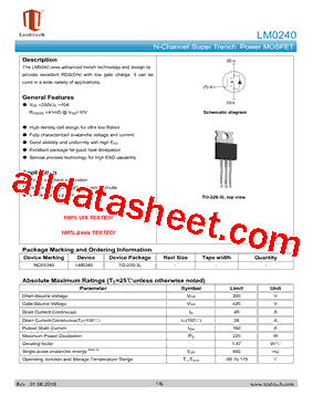 LM0240 Datasheet PDF - Shanghai Leiditech Electronic Technology Co., Ltd