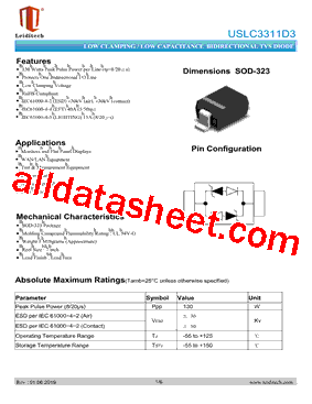 USLC3311D3 Datasheet PDF - Shanghai Leiditech Electronic Technology Co., Ltd