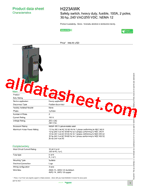 H223AWK Datasheet PDF - Schneider Electric