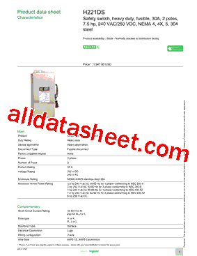 H221DS Datasheet PDF - Schneider Electric