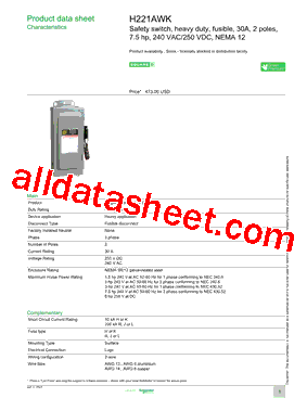 H221AWK Datasheet PDF - Schneider Electric