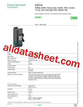 H221A Datasheet PDF - Schneider Electric