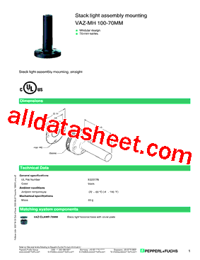 VAZ-MH100-70MM Datasheet PDF - Pepperl+Fuchs Inc.