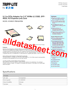 PCE-U2-PX4 Datasheet PDF - Tripp Lite. All Rights Reserved