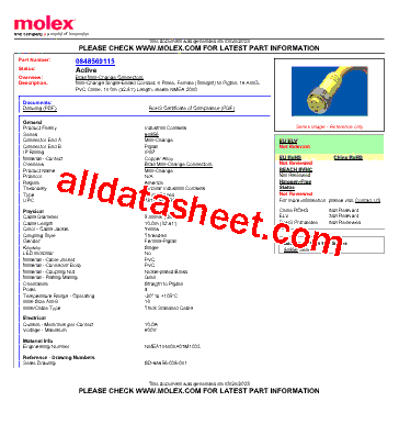 0848569115 Datasheet PDF - Molex Electronics Ltd.