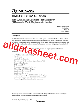 HM64YLB36514 Datasheet PDF - Renesas Technology Corp