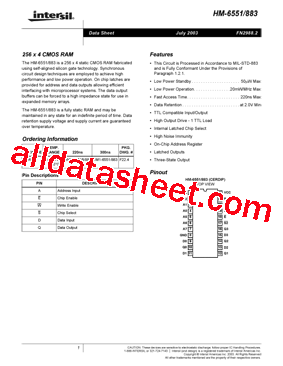 HM-6551 Datasheet PDF - Intersil Corporation