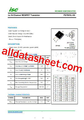 FS70VSJ-06 Datasheet PDF - Inchange Semiconductor Company Limited