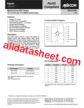 SW-313-PIN Datasheet PDF - Tyco Electronics