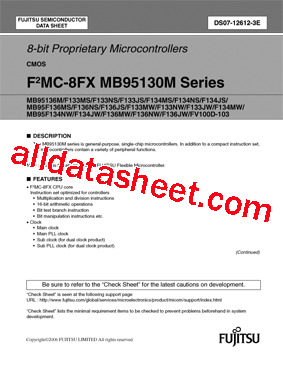 MB95130M Datasheet PDF - fujitsu semiconductor