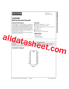 CD4028BC Datasheet PDF - Fairchild Semiconductor