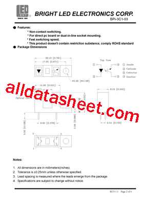 BPI-3C1-03 Datasheet PDF - BRIGHT LED ELECTRONICS CORP