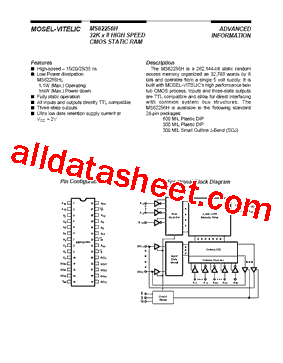 MS62256H-15NC Datasheet PDF - Mosel Vitelic, Corp