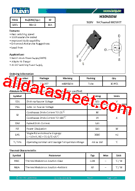 H30N50W Datasheet PDF - Guangdong Huixin Electronic Technology Co., Ltd.