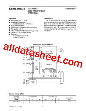 V61C518256 Datasheet PDF - Mosel Vitelic, Corp