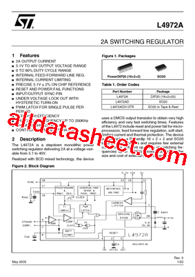 L4972AD013TR Datasheet PDF - STMicroelectronics