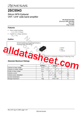 2SC5543 Datasheet PDF - Renesas Technology Corp