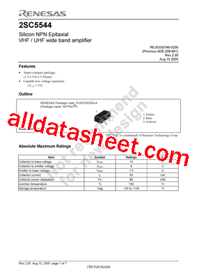 2SC5544 Datasheet PDF - Renesas Technology Corp