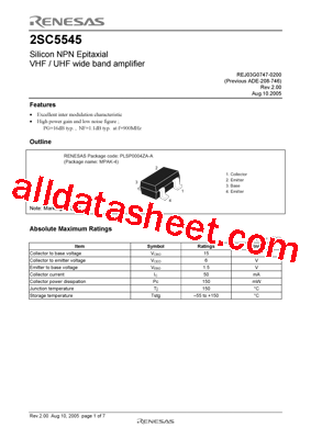 2SC5545 Datasheet PDF - Renesas Technology Corp