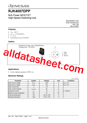 RJK4007DPP Datasheet PDF - Renesas Technology Corp