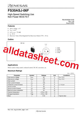 FS30ASJ-06F Datasheet PDF - Renesas Technology Corp