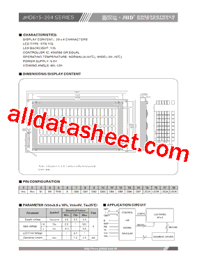 JHD615-204 Datasheet PDF - ShenZhen Jing Handa Electronics Co.,Ltd.