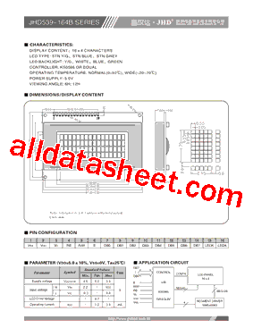 JHD539-164B Datasheet PDF - ShenZhen Jing Handa Electronics Co.,Ltd.