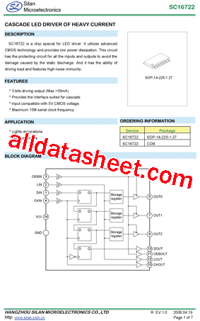 SC16722 Datasheet PDF - Silan Microelectronics Joint-stock