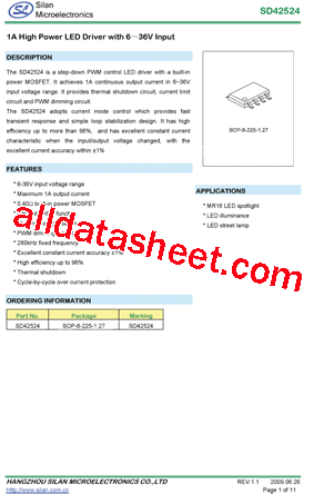 SD42524 Datasheet PDF - Silan Microelectronics Joint-stock
