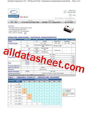 524-4.0M-520B Datasheet PDF - Oscilent Corporation