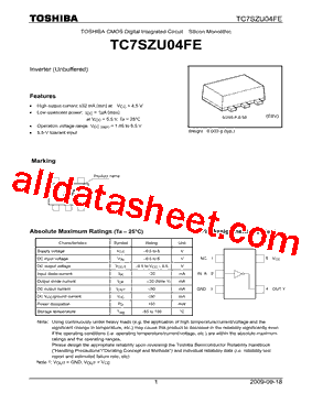 TC7SZU04FE Datasheet PDF - Toshiba Semiconductor
