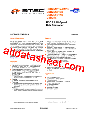 USB2512B Datasheet PDF - SMSC Corporation