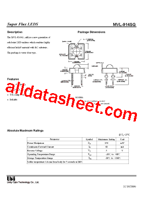 MVL-914SG Datasheet PDF - Unity Opto Technology