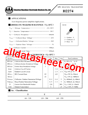 H2274 Datasheet PDF - SHANTOU HUASHAN ELECTRONIC DEVICES CO.,LTD