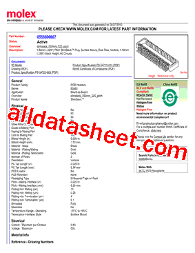 0555600607 Datasheet PDF - Molex Electronics Ltd.