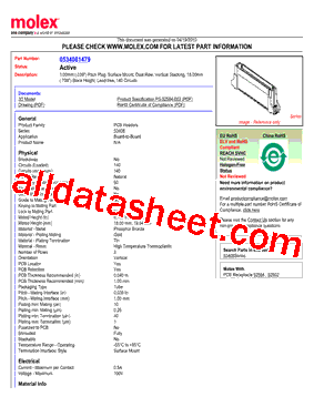 0534081479 Datasheet PDF - Molex Electronics Ltd.