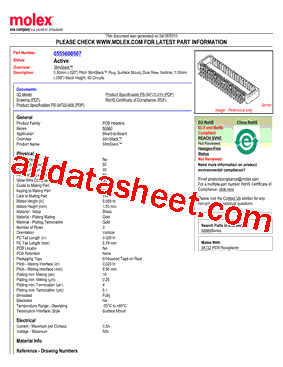 0555600507 Datasheet PDF - Molex Electronics Ltd.