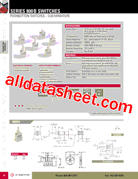 800B Datasheet PDF - E-SWITCH