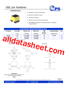 B3330G Datasheet PDF - MPS Industries, Inc.