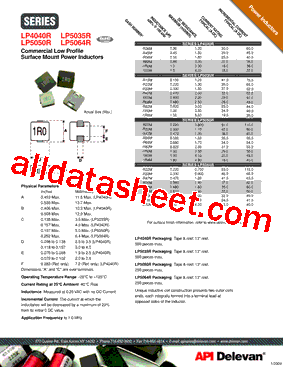 LP5035R-R36M Datasheet PDF - API Delevan