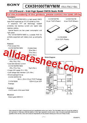 CXK591000TM Datasheet PDF - Sony Corporation