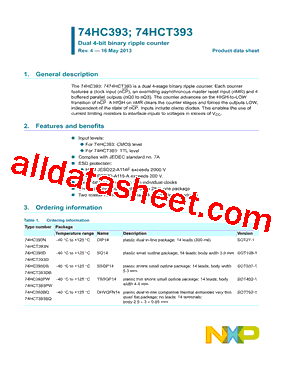 74HCT393D Datasheet PDF - NXP Semiconductors