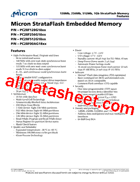 PC28F00AG18FE Datasheet PDF - Micron Technology