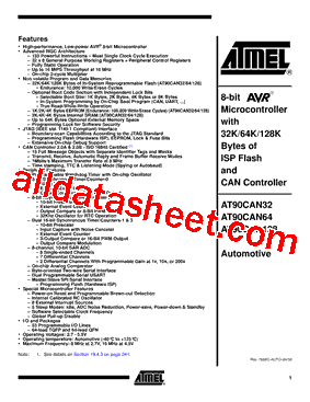 AT90CAN128-15AZ Datasheet PDF - ATMEL Corporation