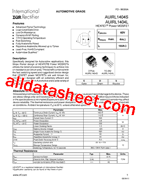 AUIRL1404S Datasheet PDF - International Rectifier
